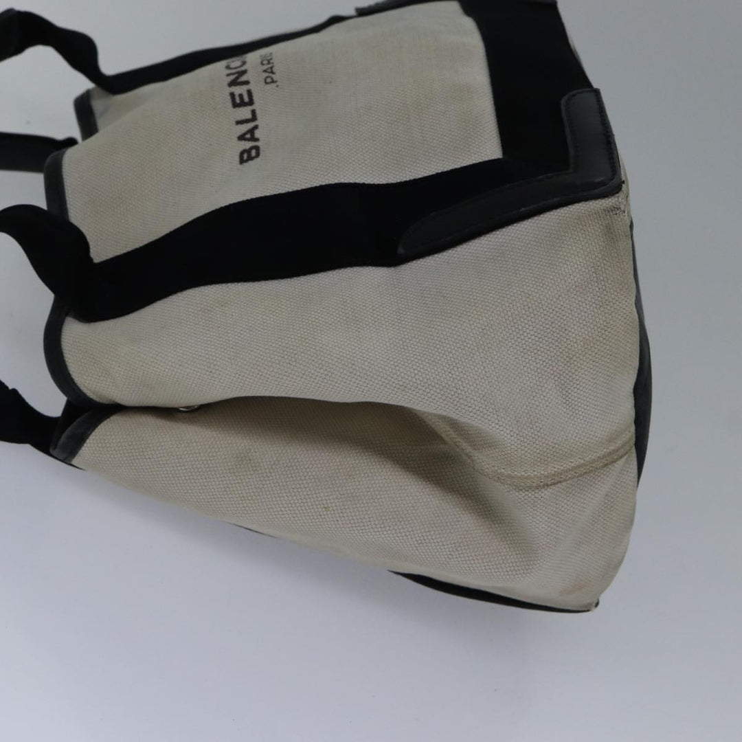 Top Quality Balenciaga Hand Bag Canvas Beige Black Auth bs17795