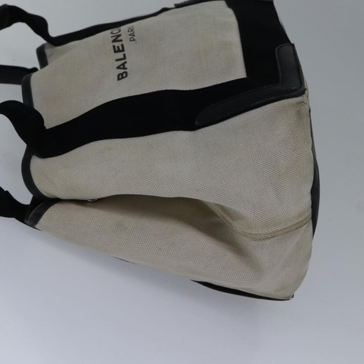 Top Quality Balenciaga Hand Bag Canvas Beige Black Auth bs17795