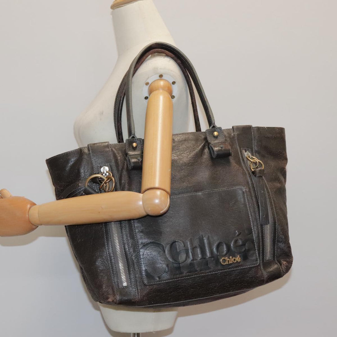 Chloe Eclipse Tote Bag Leather Brown bs17797