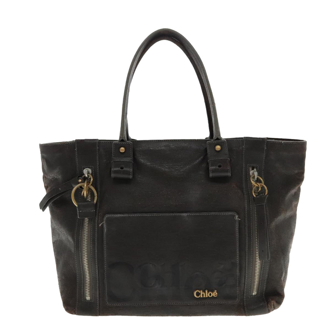 Chloe Eclipse Tote Bag Leather Brown bs17797