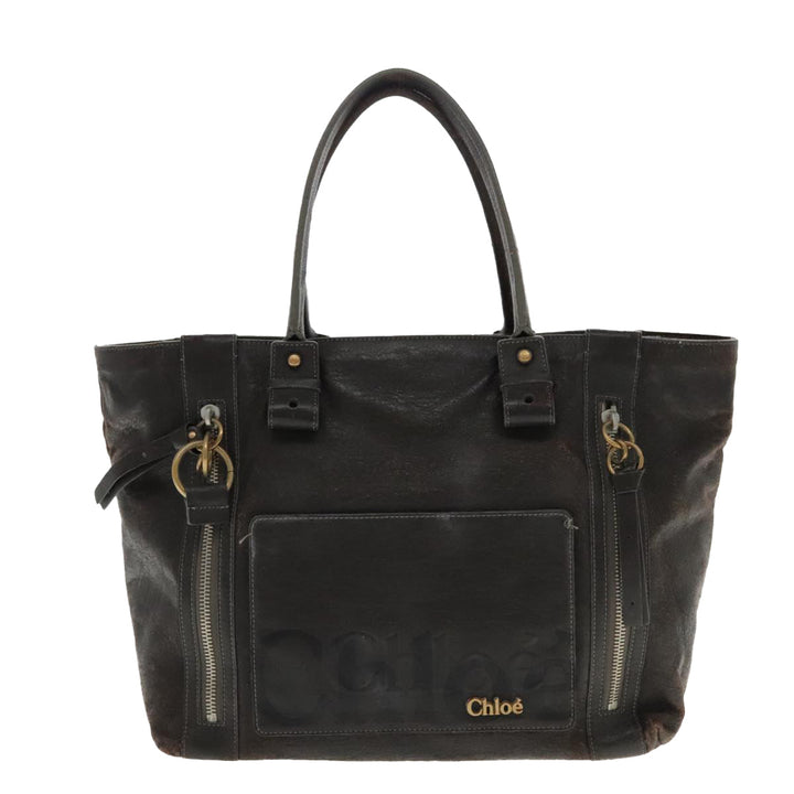 Chloe Eclipse Tote Bag Leather Brown bs17797