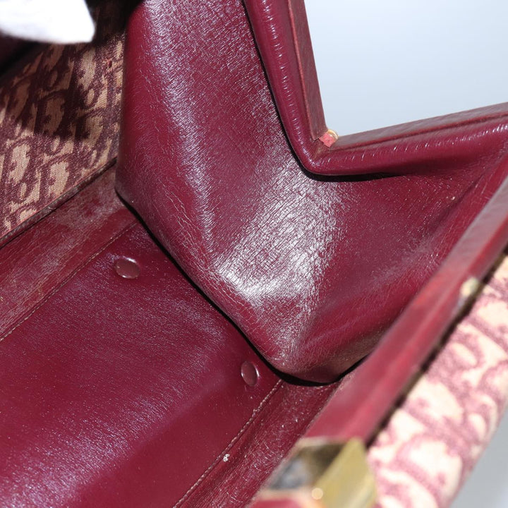 CHRISTIAN Top quality Dior Trotter Canvas Hand Bag Canvas Red Auth bs17799