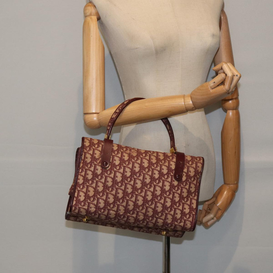 CHRISTIAN Top quality Dior Trotter Canvas Hand Bag Canvas Red Auth bs17799