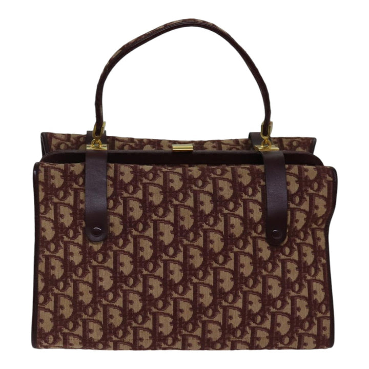 CHRISTIAN Top quality Dior Trotter Canvas Hand Bag Canvas Red Auth bs17799