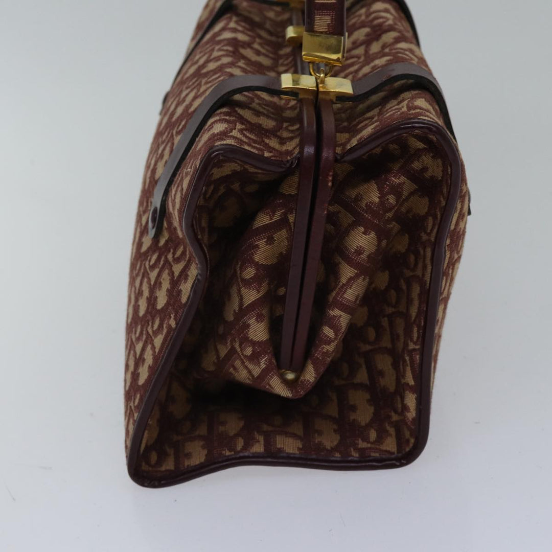 CHRISTIAN Dior Trotter Canvas Hand Bag Canvas Red Auth bs17799
