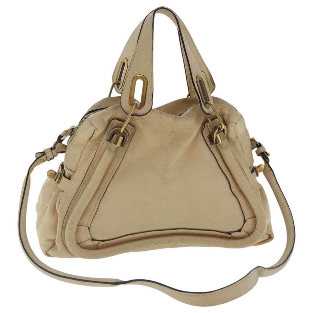Chloe Paraty Shoulder Bag Leather 2way Beige Gold bs19071