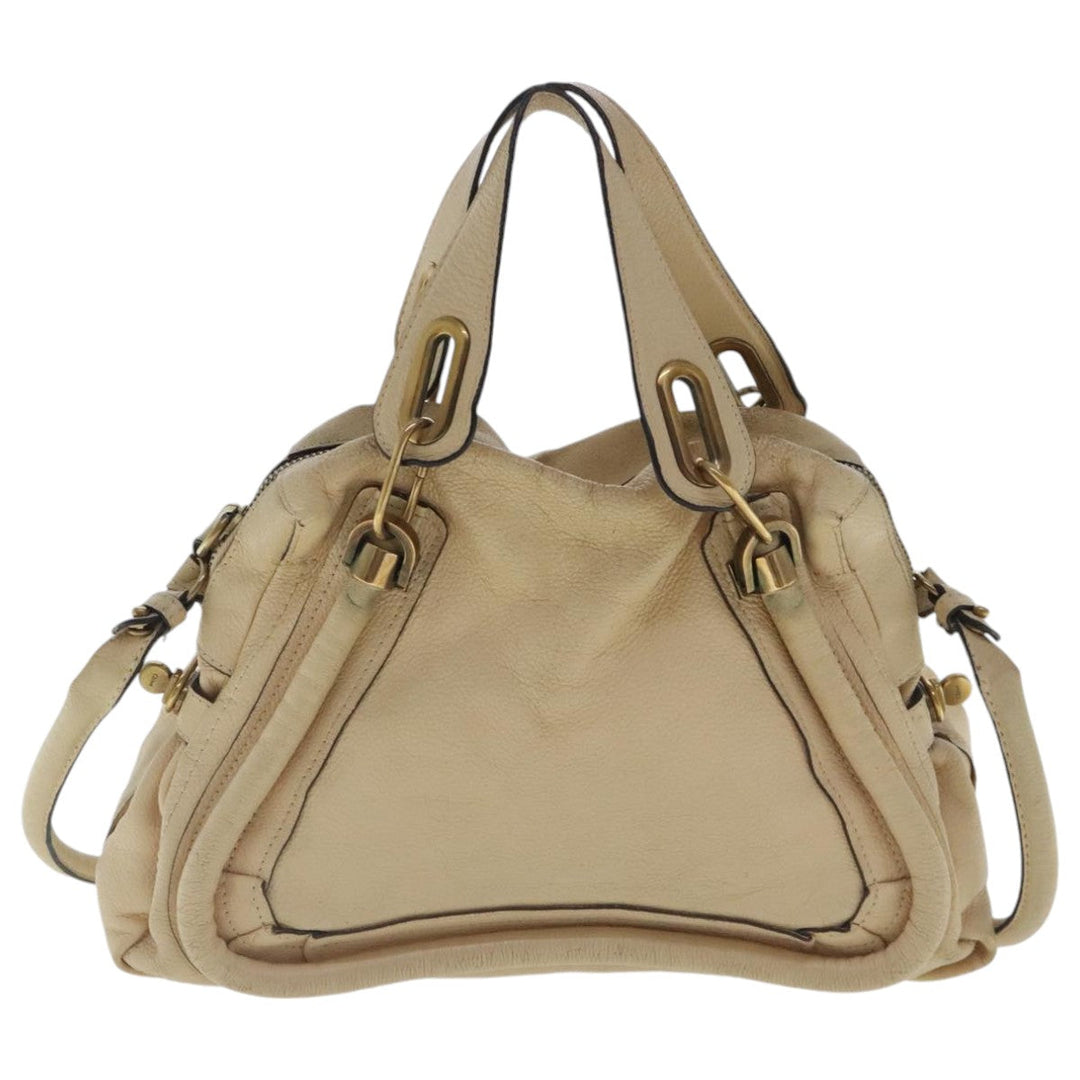 Chloe Paraty Shoulder Bag Leather 2way Beige Gold bs19071