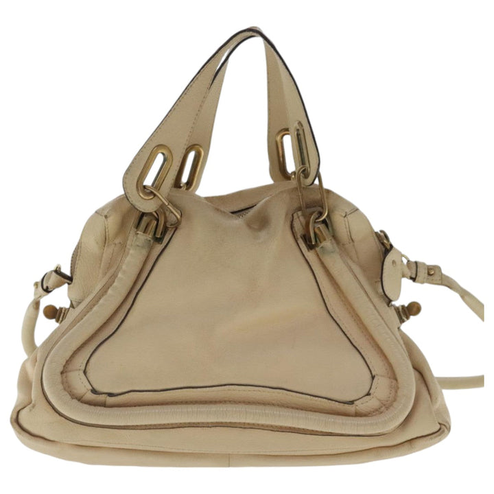 Chloe Paraty Shoulder Bag Leather 2way Beige Gold bs19071