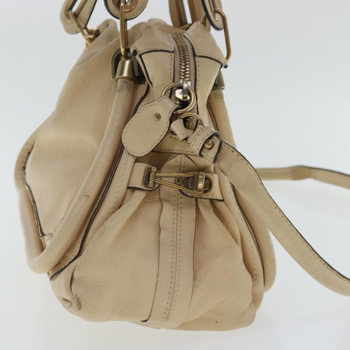 Chloe Paraty Shoulder Bag Leather 2way Beige Gold bs19071