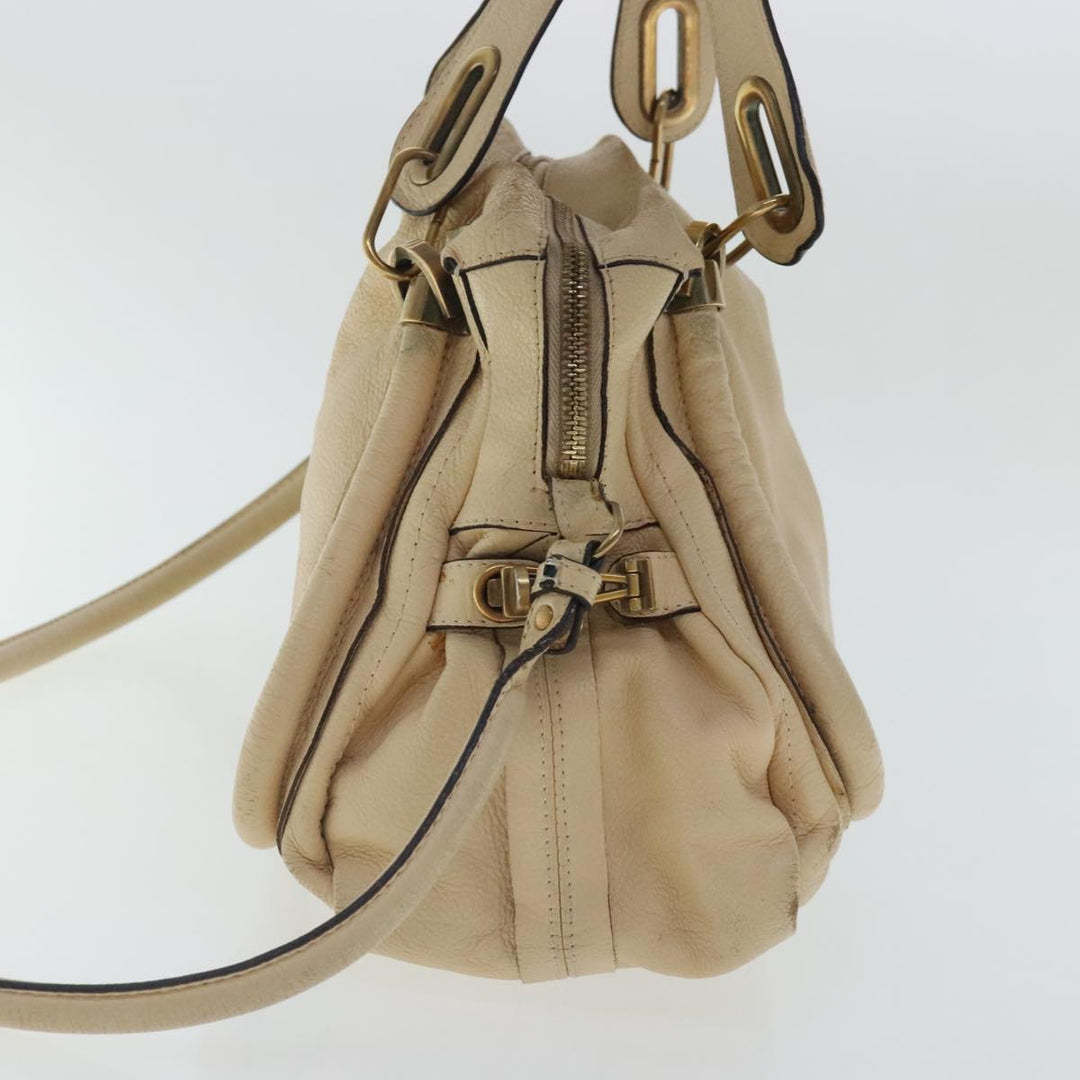 Chloe Paraty Shoulder Bag Leather 2way Beige Gold bs19071