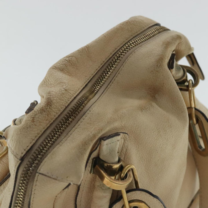 Chloe Paraty Shoulder Bag Leather 2way Beige Gold bs19071