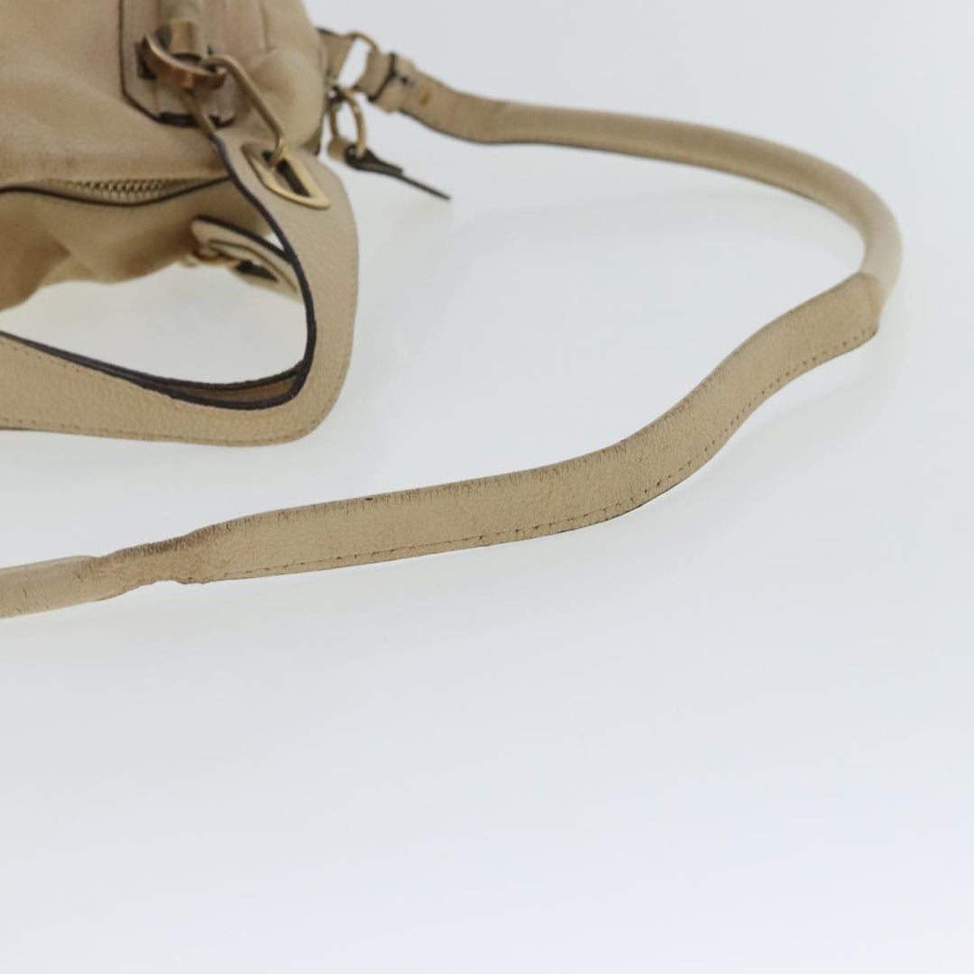 Chloe Paraty Shoulder Bag Leather 2way Beige Gold bs19071