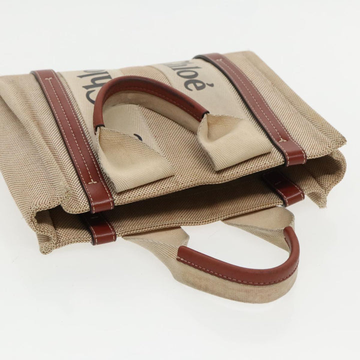 Chloe Woody Small Hand Bag Canvas Beige bs19362