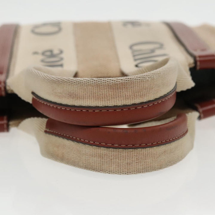 Chloe Woody Small Hand Bag Canvas Beige bs19362
