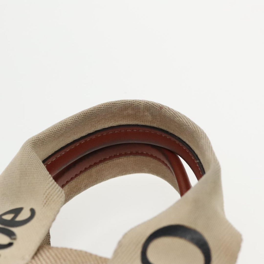 Chloe Woody Small Hand Bag Canvas Beige bs19362