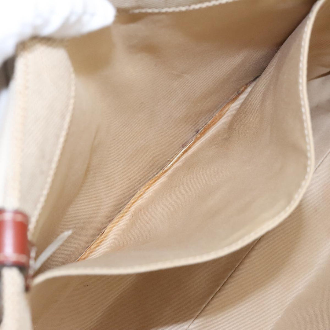 Chloe Woody Medium Tote Bag Canvas Leather Beige Brown bs19363