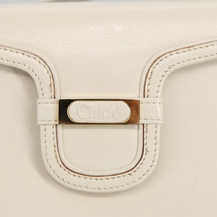 Chloe Shoulder Bag Leather White Gold bs19364