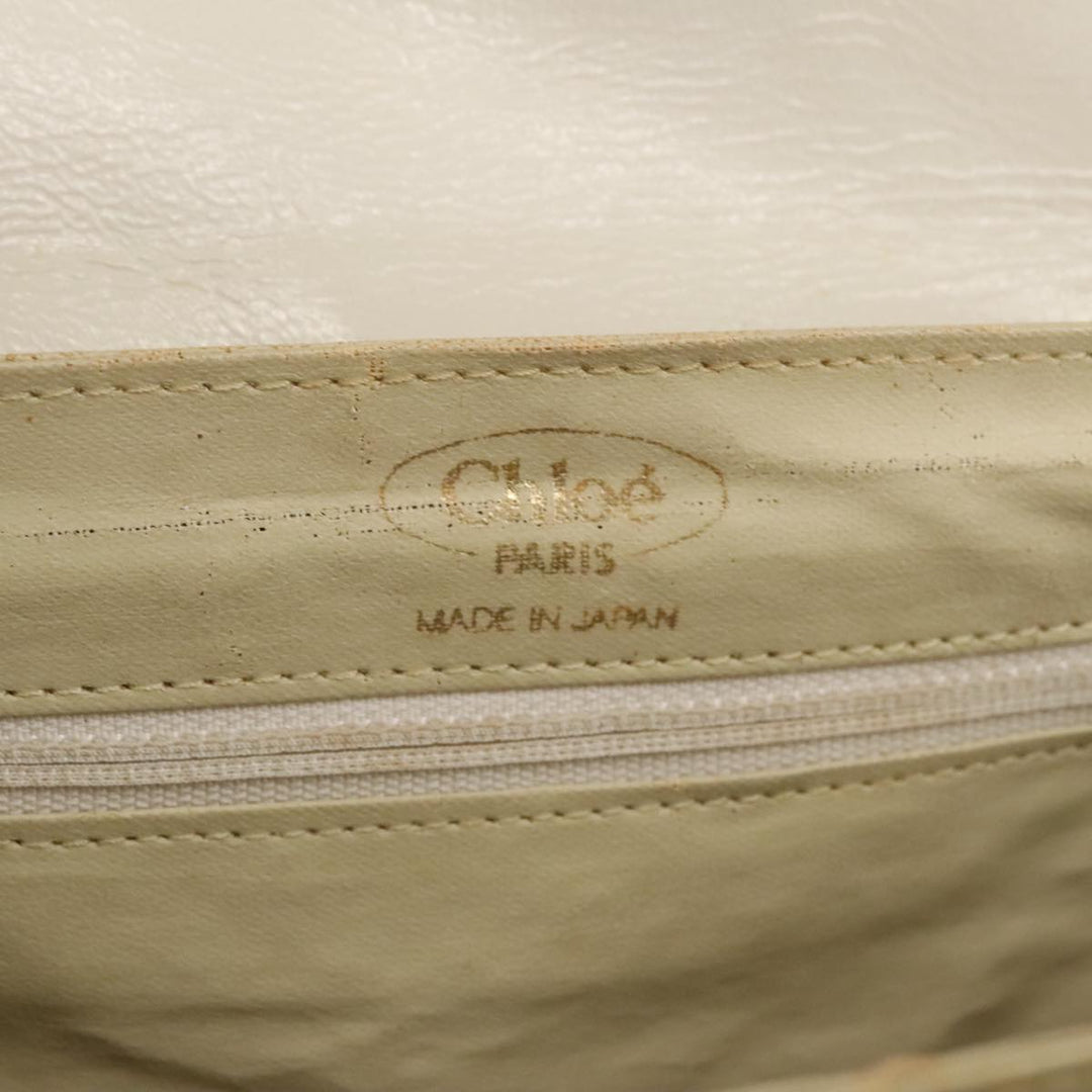 Chloe Shoulder Bag Leather White Gold bs19364