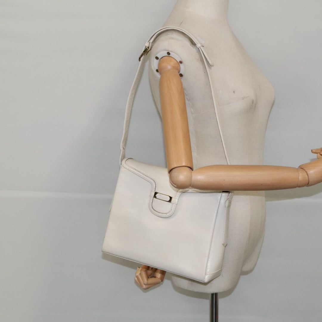 Chloe Shoulder Bag Leather White Gold bs19364