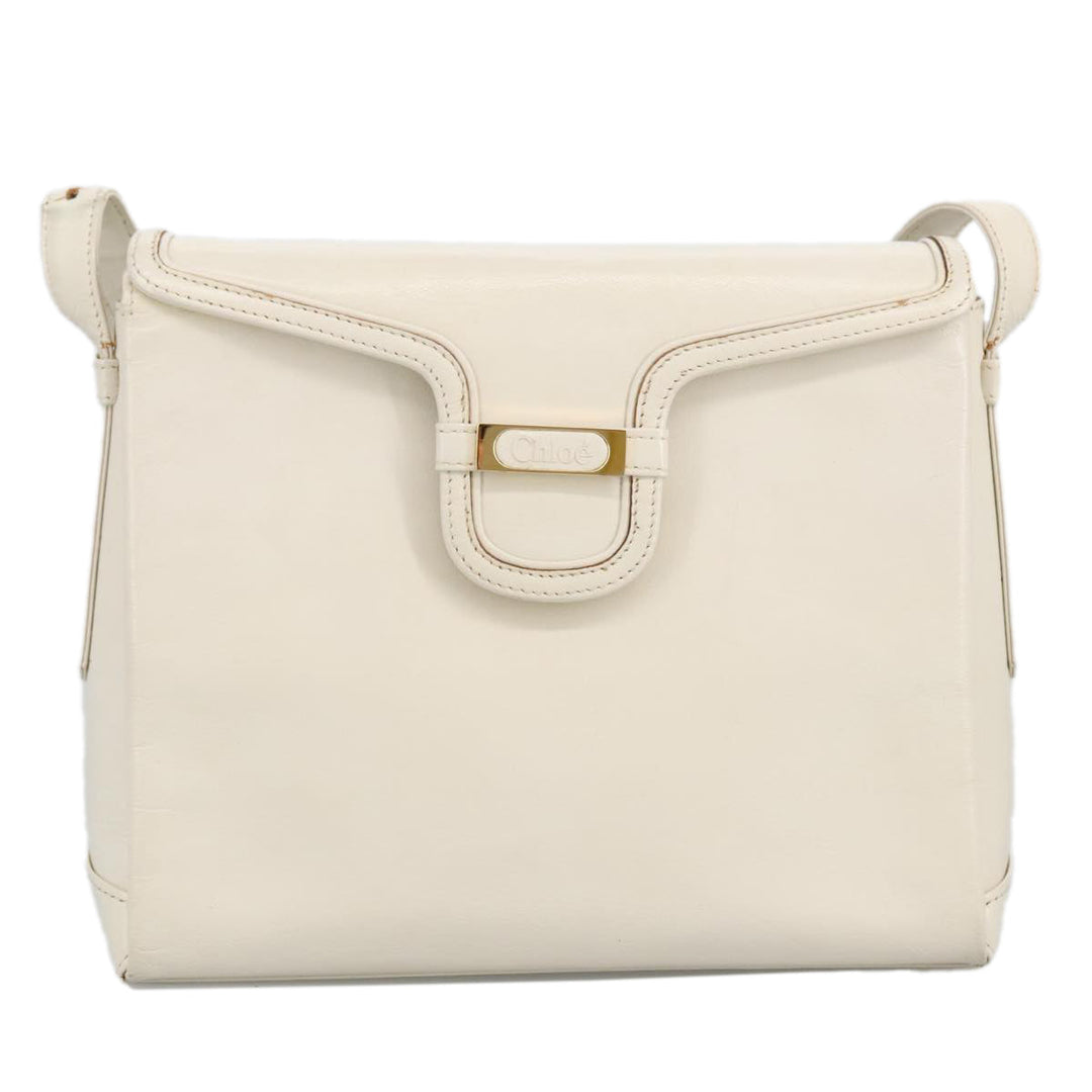 Chloe Shoulder Bag Leather White Gold bs19364