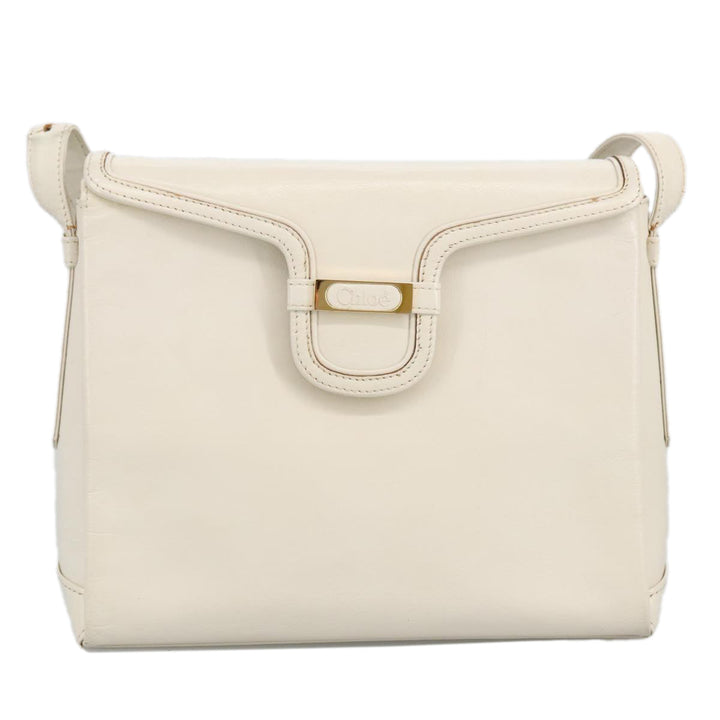Chloe Shoulder Bag Leather White Gold bs19364
