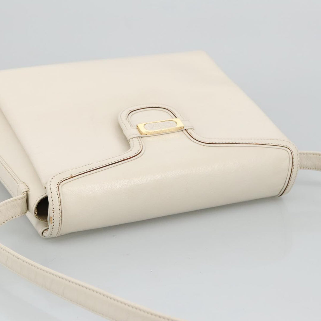 Chloe Shoulder Bag Leather White Gold bs19364