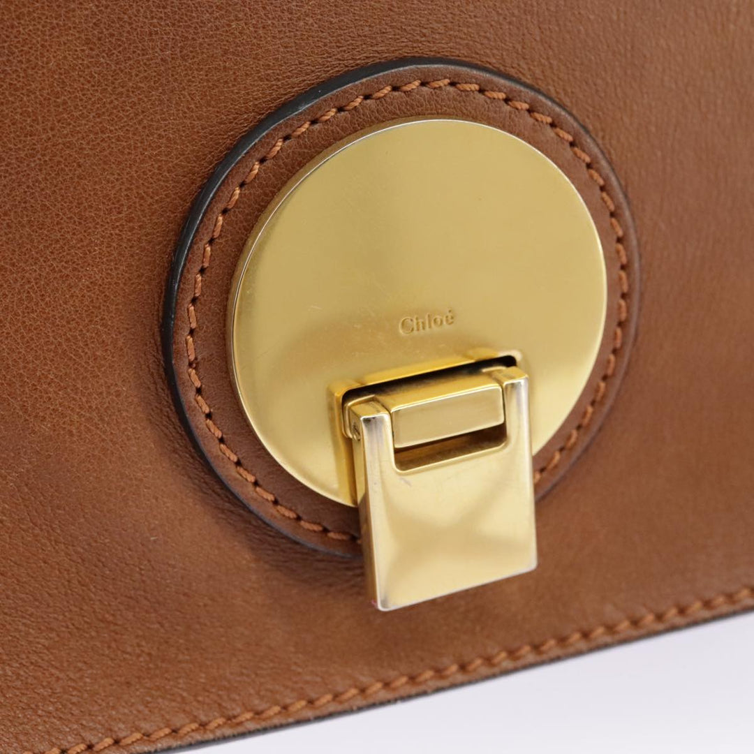 Chloe Indy Shoulder Bag Leather Brown Gold bs19389