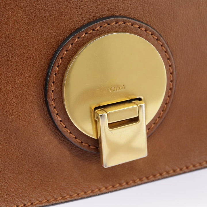 Chloe Indy Shoulder Bag Leather Brown Gold bs19389