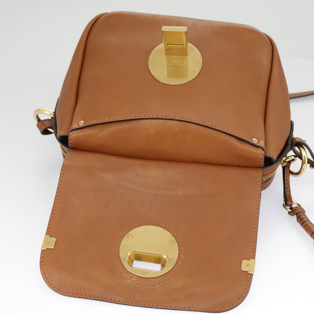 Chloe Indy Shoulder Bag Leather Brown Gold bs19389