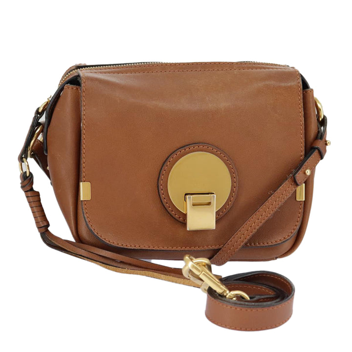 Chloe Indy Shoulder Bag Leather Brown Gold bs19389