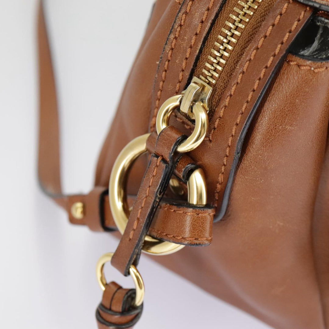 Chloe Indy Shoulder Bag Leather Brown Gold bs19389