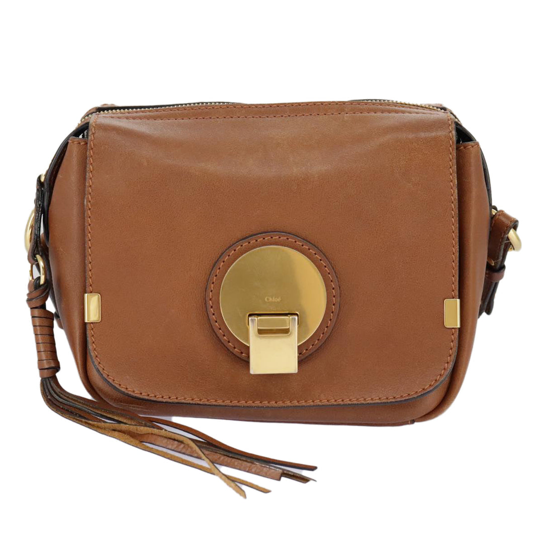 Chloe Indy Shoulder Bag Leather Brown Gold bs19389