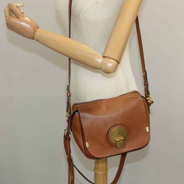 Chloe Indy Shoulder Bag Leather Brown Gold bs19389