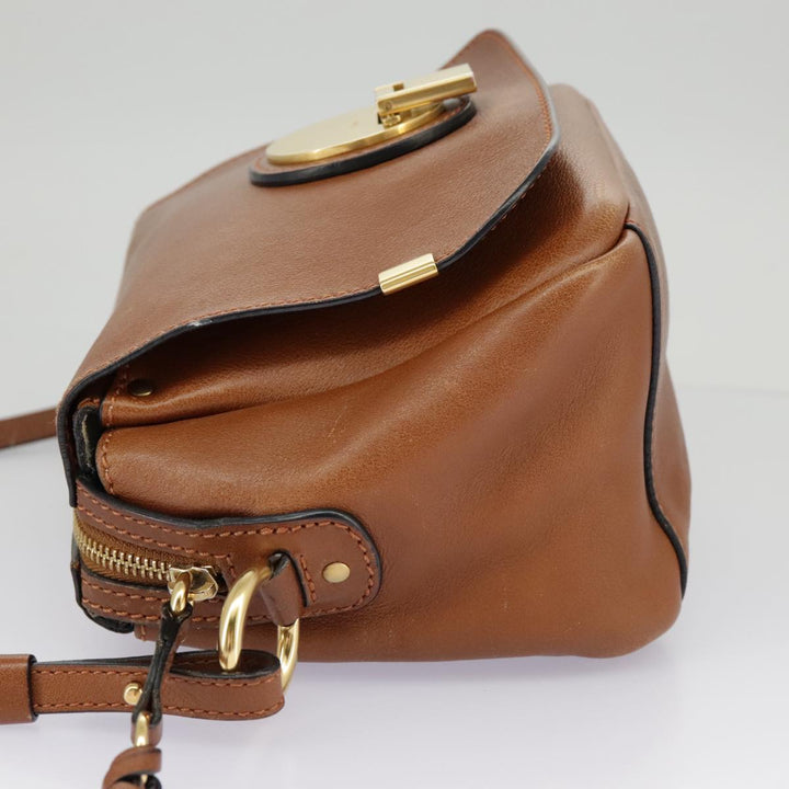 Chloe Indy Shoulder Bag Leather Brown Gold bs19389