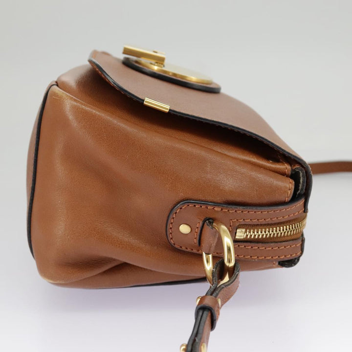 Chloe Indy Shoulder Bag Leather Brown Gold bs19389