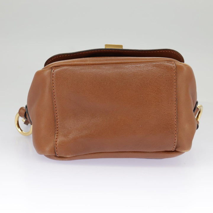 Chloe Indy Shoulder Bag Leather Brown Gold bs19389