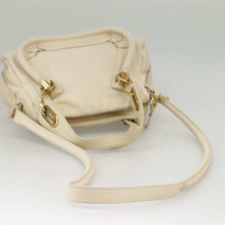 Chloe Paraty Hand Bag Leather 2way Beige Gold bs19777