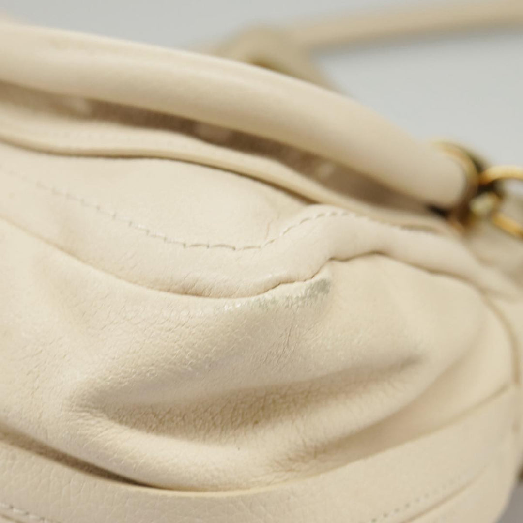 Chloe Paraty Hand Bag Leather 2way Beige Gold bs19777