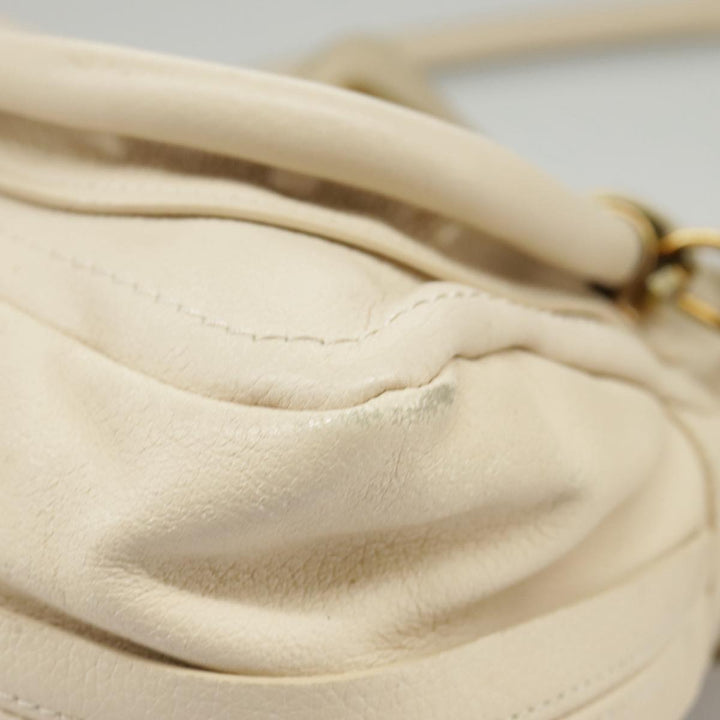 Chloe Paraty Hand Bag Leather 2way Beige Gold bs19777