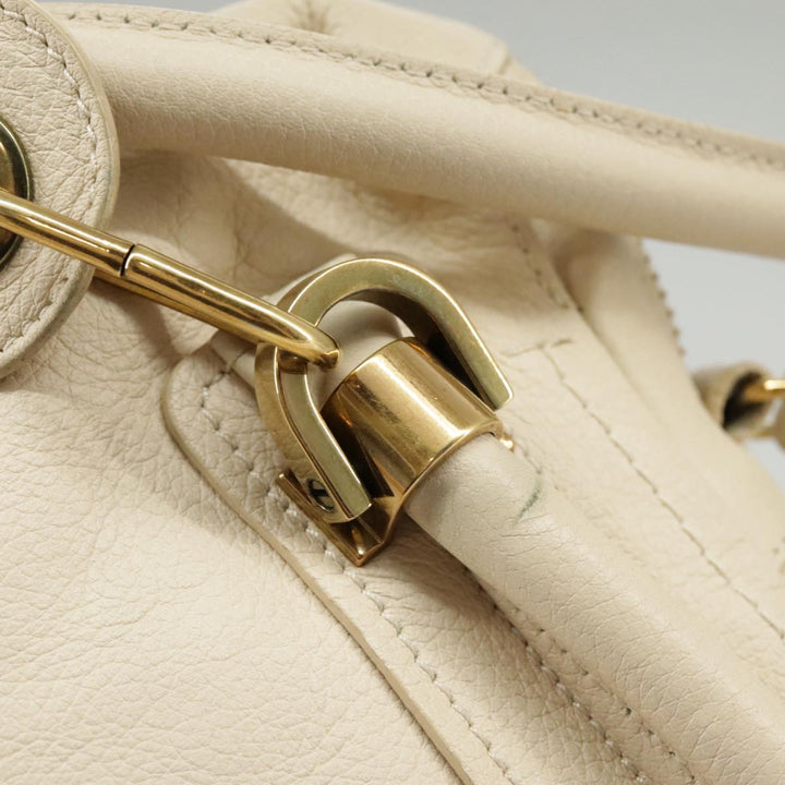 Chloe Paraty Hand Bag Leather 2way Beige Gold bs19777