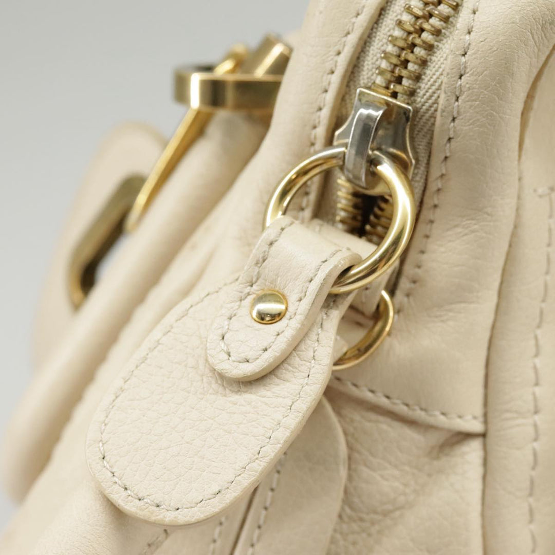 Chloe Paraty Hand Bag Leather 2way Beige Gold bs19777