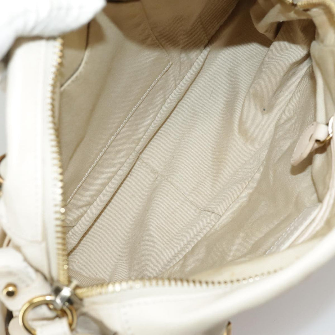 Chloe Paraty Hand Bag Leather 2way Beige Gold bs19777