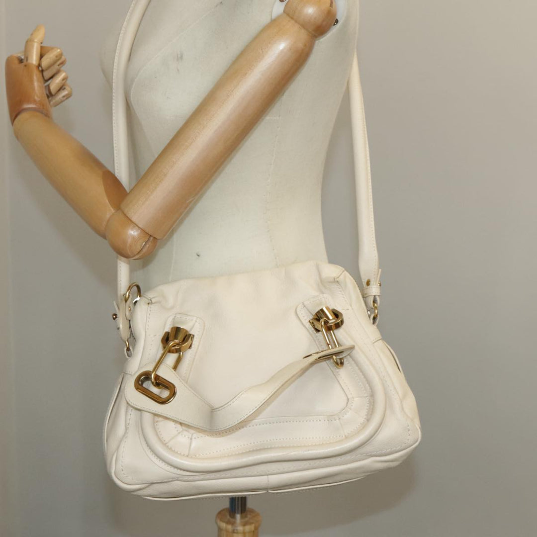 Chloe Paraty Hand Bag Leather 2way Beige Gold bs19777