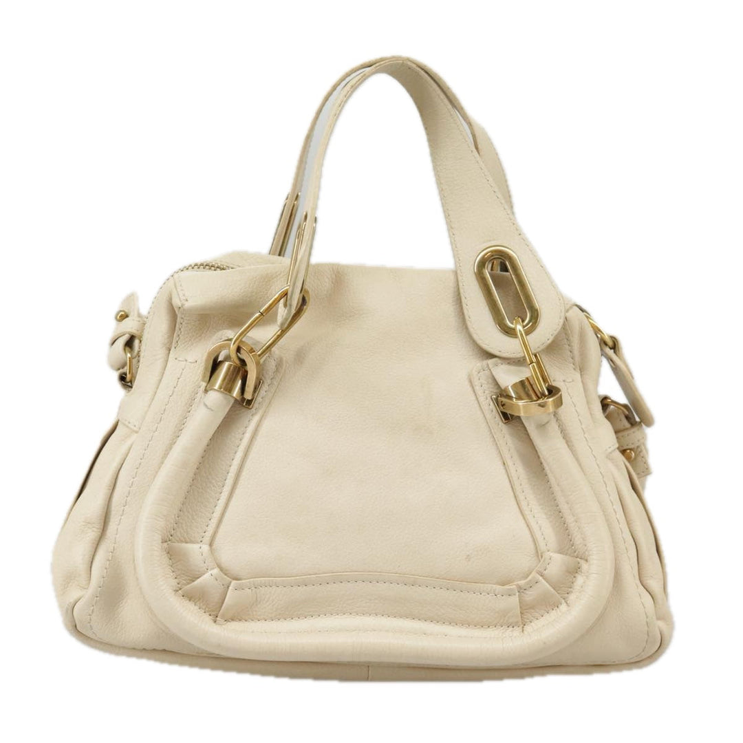 Chloe Paraty Hand Bag Leather 2way Beige Gold bs19777