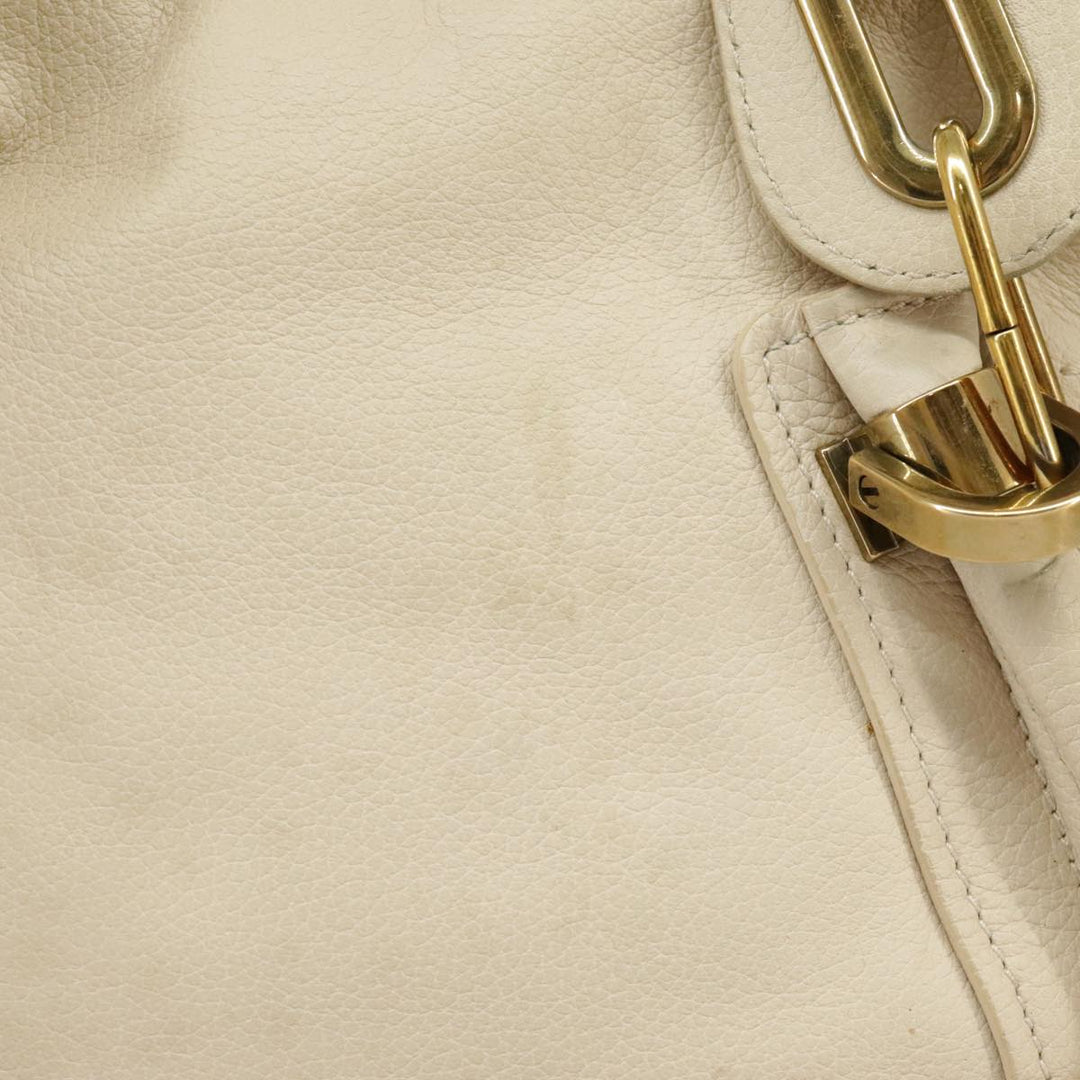 Chloe Paraty Hand Bag Leather 2way Beige Gold bs19777