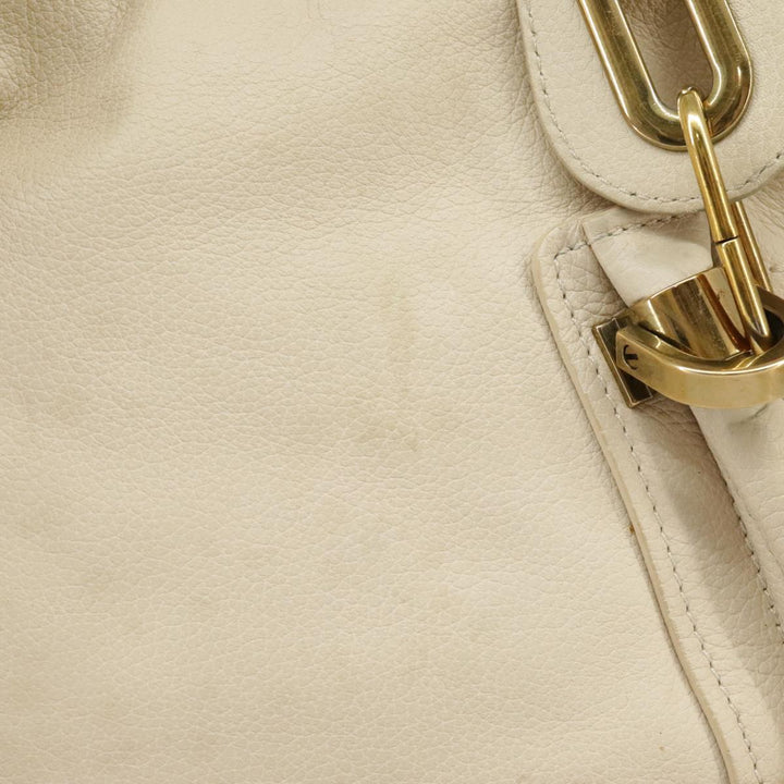 Chloe Paraty Hand Bag Leather 2way Beige Gold bs19777