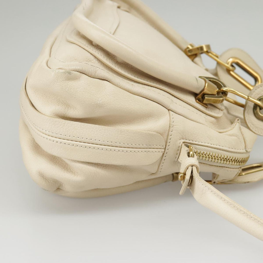 Chloe Paraty Hand Bag Leather 2way Beige Gold bs19777