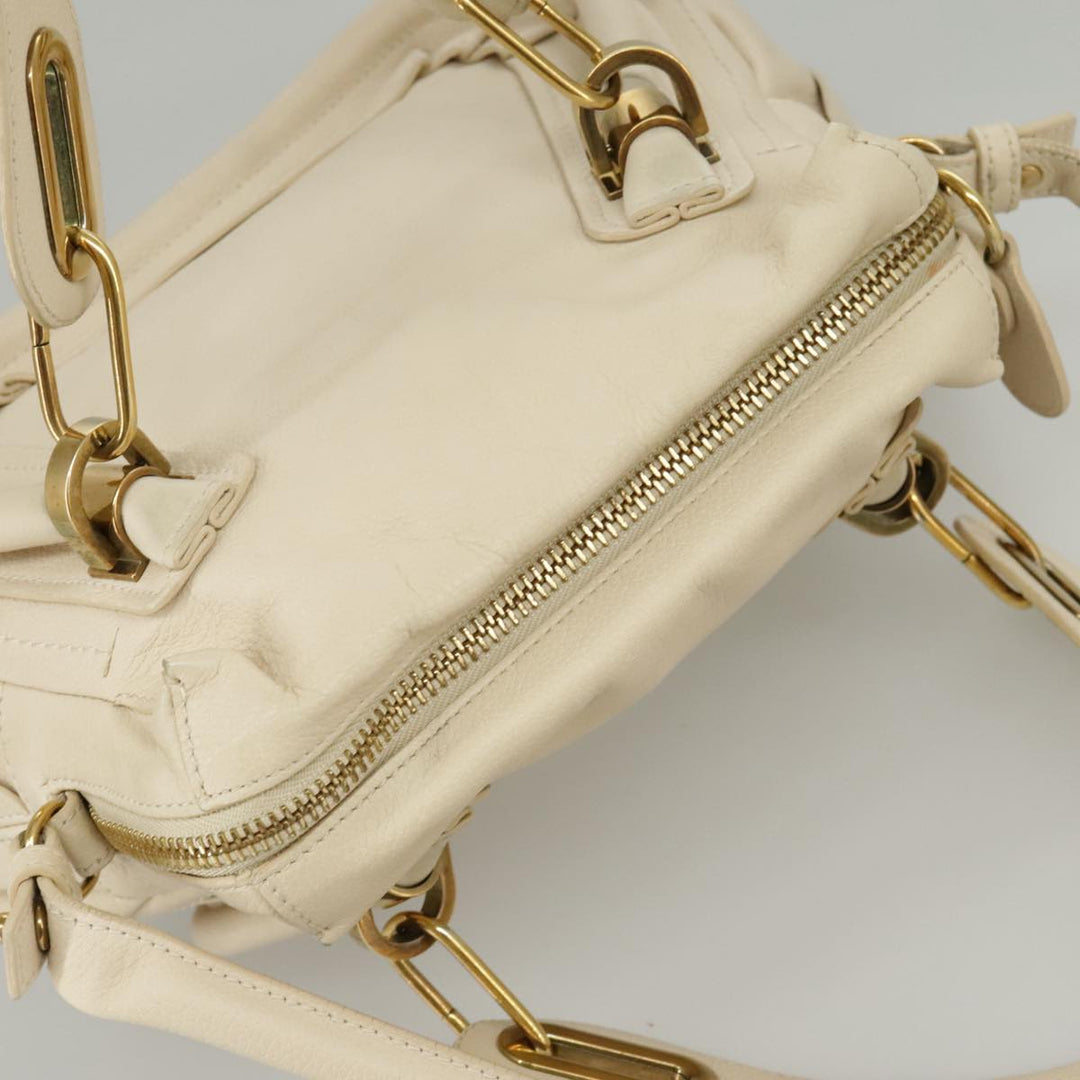 Chloe Paraty Hand Bag Leather 2way Beige Gold bs19777