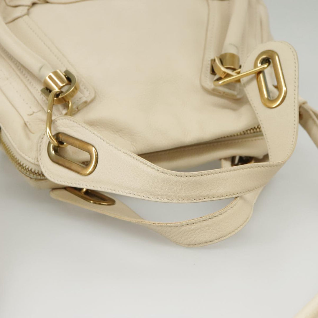 Chloe Paraty Hand Bag Leather 2way Beige Gold bs19777