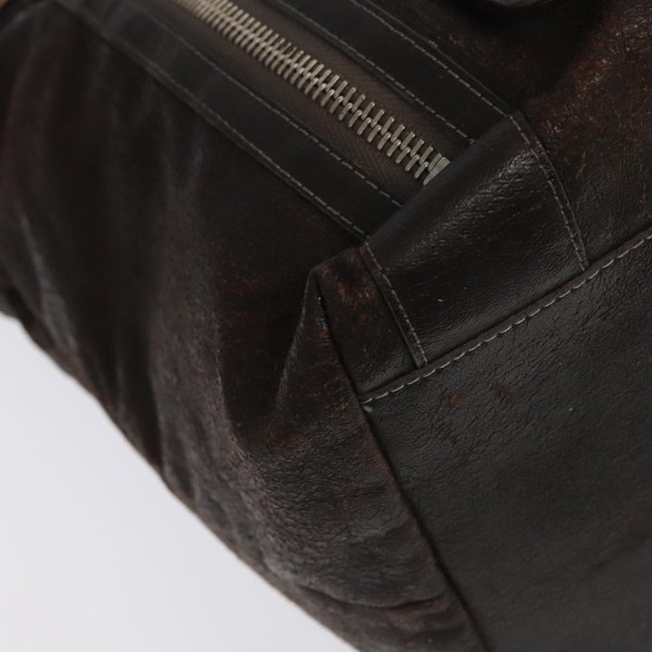 Chloe Tote Bag Leather Dark Brown Gold Silver bs19915